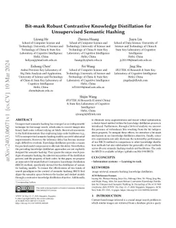 Bit-mask Robust Contrastive Knowledge Distillation for Unsupervised
  Semantic Hashing
