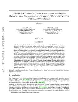 Towards In-Vehicle Multi-Task Facial Attribute Recognition:
  Investigating Synthetic Data and Vision Foundation Models
