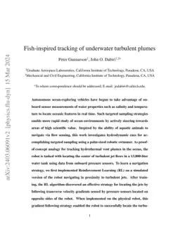 Fish-inspired tracking of underwater turbulent plumes
