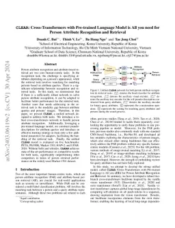 CLEAR: Cross-Transformers with Pre-trained Language Model is All you
  need for Person Attribute Recognition and Retrieval