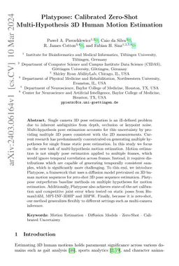 Platypose: Calibrated Zero-Shot Multi-Hypothesis 3D Human Motion
  Estimation