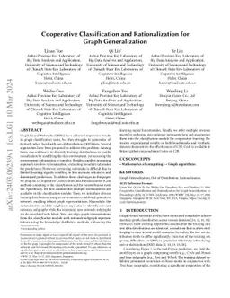 Cooperative Classification and Rationalization for Graph Generalization