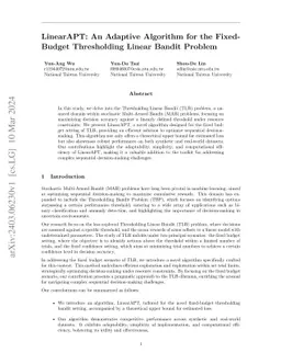 LinearAPT: An Adaptive Algorithm for the Fixed-Budget Thresholding
  Linear Bandit Problem