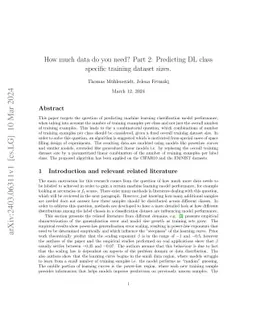 How much data do you need? Part 2: Predicting DL class specific training
  dataset sizes