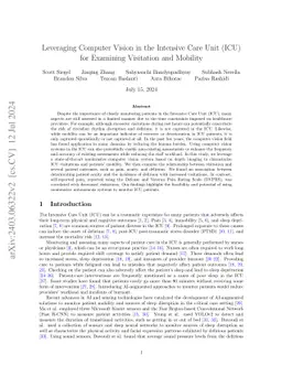 Leveraging Computer Vision in the Intensive Care Unit (ICU) for
  Examining Visitation and Mobility