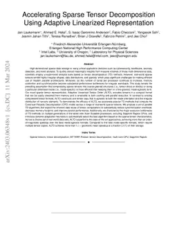 Accelerating Sparse Tensor Decomposition Using Adaptive Linearized
  Representation