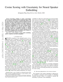 Cosine Scoring with Uncertainty for Neural Speaker Embedding