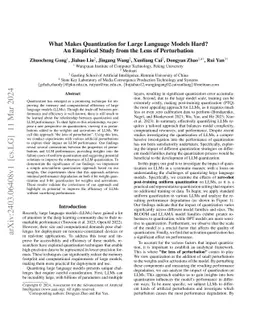 What Makes Quantization for Large Language Models Hard? An Empirical
  Study from the Lens of Perturbation