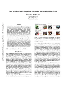 DivCon: Divide and Conquer for Complex Numerical and Spatial Reasoning in Text-to-Image Generation