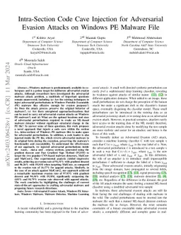 Intra-Section Code Cave Injection for Adversarial Evasion Attacks on
  Windows PE Malware File