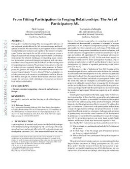 From Fitting Participation to Forging Relationships: The Art of
  Participatory ML
