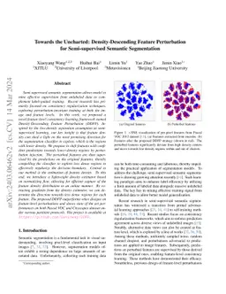 Towards the Uncharted: Density-Descending Feature Perturbation for
  Semi-supervised Semantic Segmentation