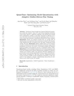 QuantTune: Optimizing Model Quantization with Adaptive Outlier-Driven
  Fine Tuning