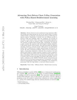 Advancing Text-Driven Chest X-Ray Generation with Policy-Based
  Reinforcement Learning