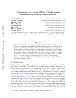 ReStainGAN: Leveraging IHC to IF Stain Domain Translation for in-silico
  Data Generation