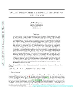 Pulling back symmetric Riemannian geometry for data analysis