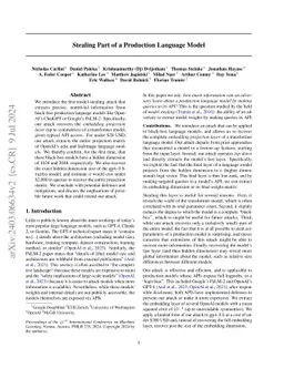 Stealing Part of a Production Language Model