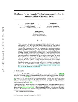 Elephants Never Forget: Testing Language Models for Memorization of
  Tabular Data