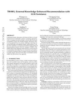 TRAWL: External Knowledge-Enhanced Recommendation with LLM Assistance