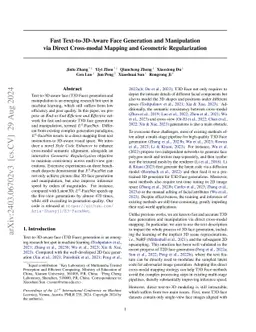Fast Text-to-3D-Aware Face Generation and Manipulation via Direct
  Cross-modal Mapping and Geometric Regularization
