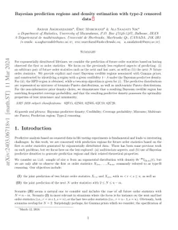 Bayesian prediction regions and density estimation with type-2 censored
  data