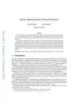 On the Approximation of Kernel functions