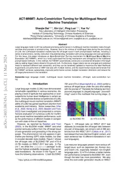 ACT-MNMT Auto-Constriction Turning for Multilingual Neural Machine
  Translation