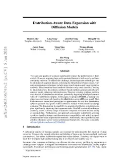 Distribution-Aware Data Expansion with Diffusion Models