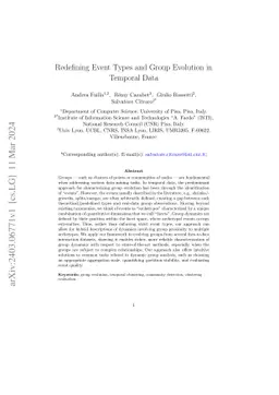 Redefining Event Types and Group Evolution in Temporal Data