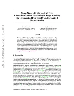 Shape Non-rigid Kinematics (SNK): A Zero-Shot Method for Non-Rigid Shape
  Matching via Unsupervised Functional Map Regularized Reconstruction