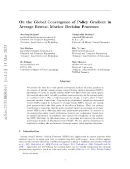 On the Global Convergence of Policy Gradient in Average Reward Markov
  Decision Processes