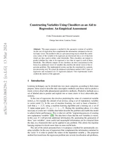 Constructing Variables Using Classifiers as an Aid to Regression: An
  Empirical Assessment