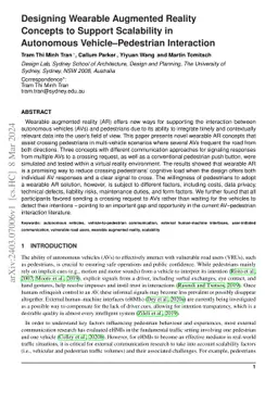 Designing Wearable Augmented Reality Concepts to Support Scalability in
  Autonomous Vehicle-Pedestrian Interaction