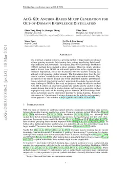 AuG-KD: Anchor-Based Mixup Generation for Out-of-Domain Knowledge
  Distillation