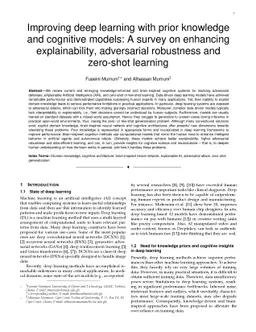 Improving deep learning with prior knowledge and cognitive models: A
  survey on enhancing explainability, adversarial robustness and zero-shot
  learning