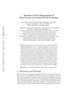 Simulation-Based Segmentation of Blood Vessels in Cerebral 3D OCTA
  Images