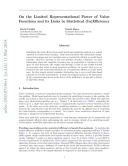On the Limited Representational Power of Value Functions and its Links
  to Statistical (In)Efficiency