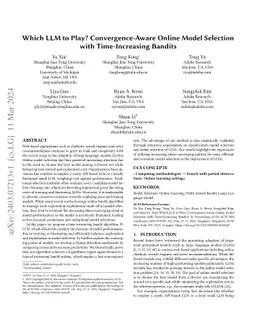 Which LLM to Play? Convergence-Aware Online Model Selection with
  Time-Increasing Bandits