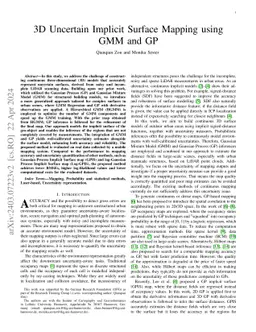 3D Uncertain Implicit Surface Mapping using GMM and GP