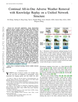 Continual All-in-One Adverse Weather Removal with Knowledge Replay on a
  Unified Network Structure