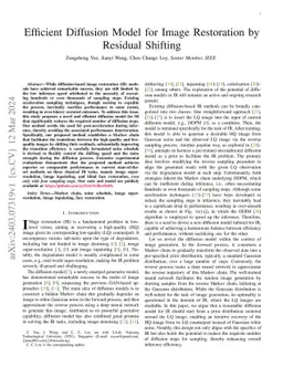 Efficient Diffusion Model for Image Restoration by Residual Shifting