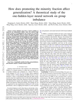How does promoting the minority fraction affect generalization? A
  theoretical study of the one-hidden-layer neural network on group imbalance