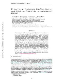 Entropy is not Enough for Test-Time Adaptation: From the Perspective of
  Disentangled Factors