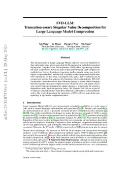 SVD-LLM: Truncation-aware Singular Value Decomposition for Large Language Model Compression