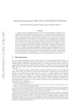 Learning-Augmented Algorithms with Explicit Predictors