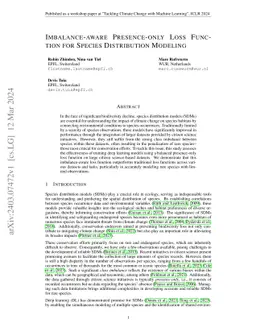 Imbalance-aware Presence-only Loss Function for Species Distribution
  Modeling