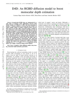 D4D: An RGBD diffusion model to boost monocular depth estimation