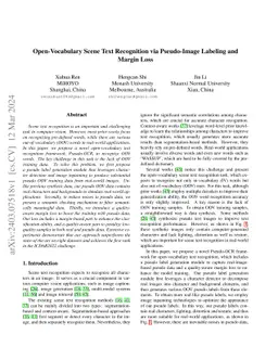 Open-Vocabulary Scene Text Recognition via Pseudo-Image Labeling and
  Margin Loss