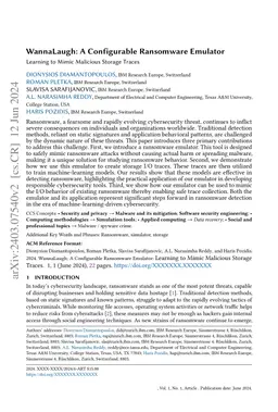 WannaLaugh: A Configurable Ransomware Emulator -- Learning to Mimic
  Malicious Storage Traces
