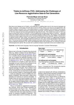 Triples-to-isiXhosa (T2X): Addressing the Challenges of Low-Resource
  Agglutinative Data-to-Text Generation